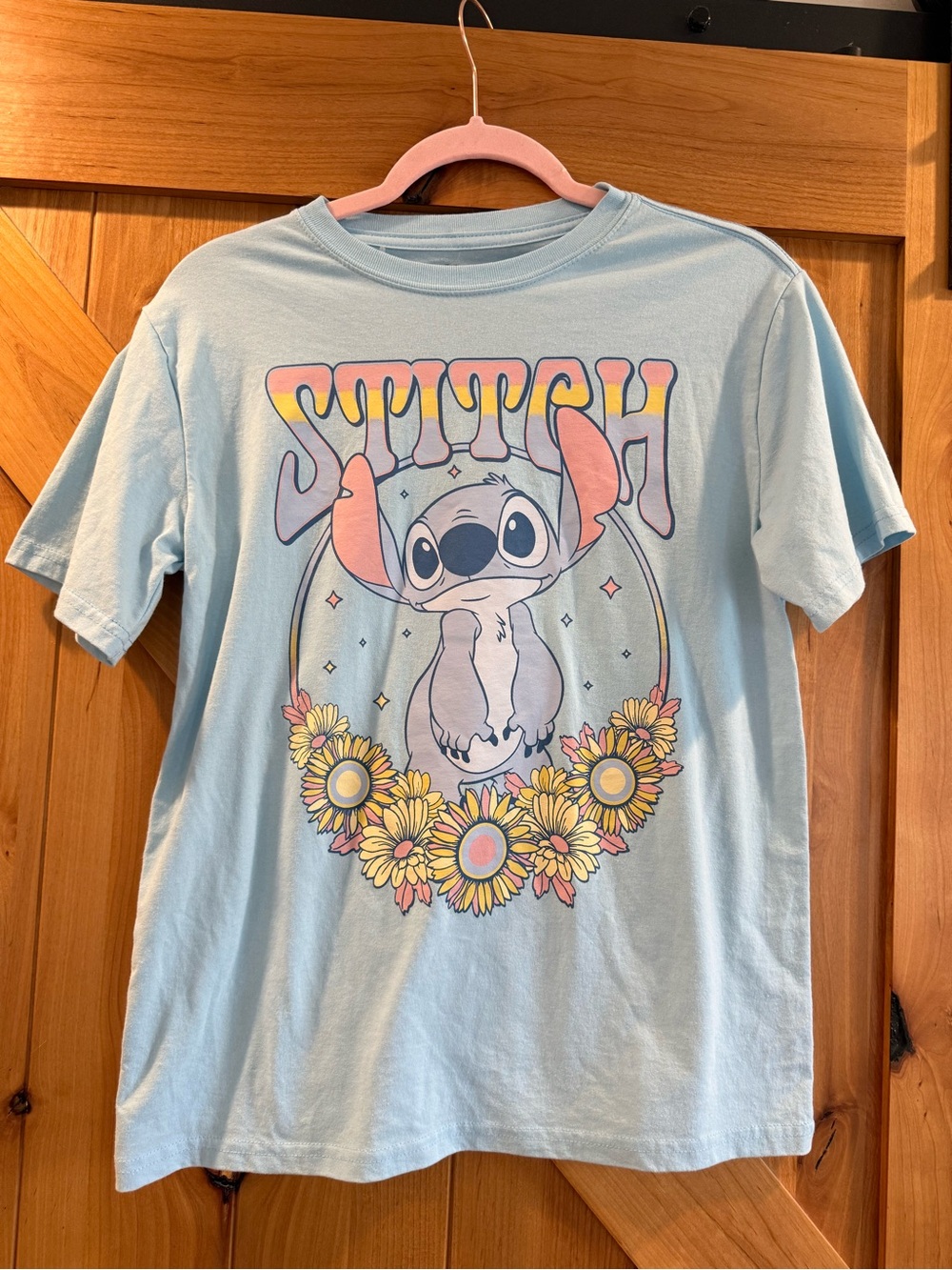 Disney Light Blue Stitch Floral Graphic Tee